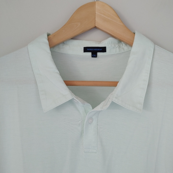 Patrick Assaraf Silk Cotton 2 Button Polo T-Shirt Size XXL Light Mint - Picture 8 of 16